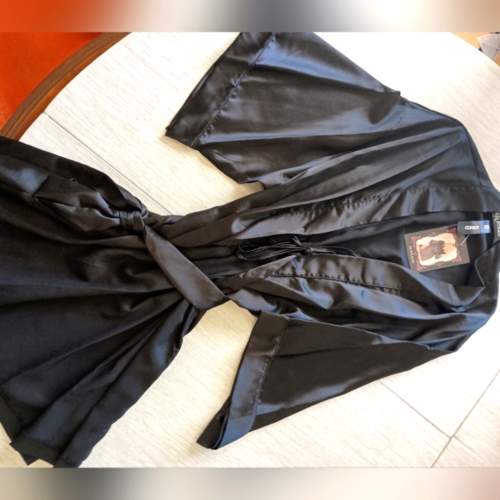 Be Wicked Black Satin Robe